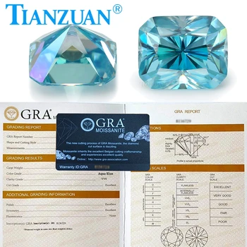 1-3 карата Аквамариновый цвет, сияющая форма, Муассанит, бриллиантовая огранка, россыпь драгоценных камней, камень для изготовления ювелирных изделий