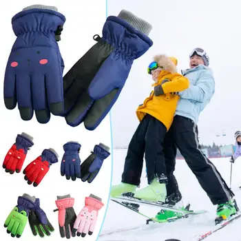 1 Пара лыжных перчаток, противоскользящие, из утолщенного флиса, детские велосипедные перчатки для зимних видов спорта, детское катание на коньках, Сноуборде