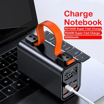 100 Вт Power Bank powerbank 30000mAh 22,5 Вт Type C PD Быстрая зарядка аварийного источника питания для ноутбука iPhone Xiaomi