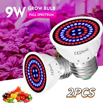 2 шт. Светодиодный светильник для выращивания полного спектра E14 220 В Тепличная Гидропонная лампа для выращивания комнатных растений Фито Цветочная лампа 1 шт.