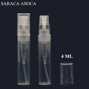 4 мл, маленькая пластиковая бутылка-распылитель, Прозрачный флакон многоразового использования для образца духов, Мини-флакон 200 шт./лот