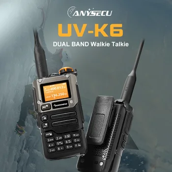 Anysecu QuanSheng UV-K6 UV-K5 (8) Портативная рация 5 Вт UHF VHF Airband Радио 200 каналов NOAA Оповещение о погоде Зарядное устройство Type C