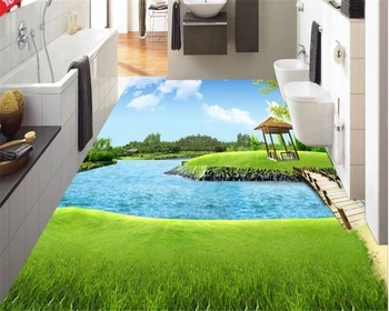 beibehang Пользовательские модные эстетические обои туалет кухня гостиная тропинка к ручью лес 3D пол papel de parede 3d обои
