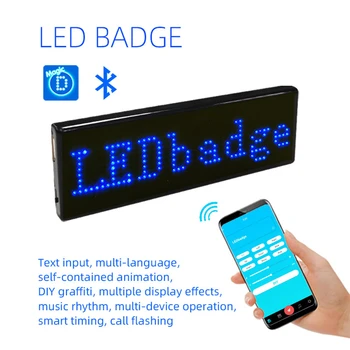 Bluetooth Светодиодный именной бейдж DIY Программируемая прокручивающаяся доска объявлений, Многоязычный Мини светодиодный дисплей с рисунком бирки для вечеринки