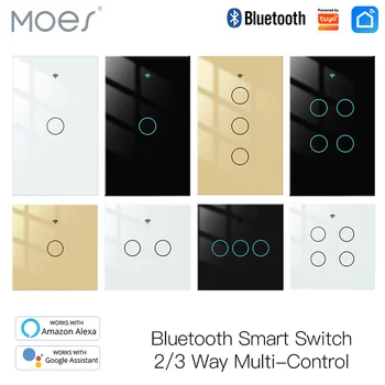 Bluetooth Умный Выключатель света 2/3-Позиционная Ассоциация Muilti-Control Bluetooth Sigmesh Tuya Smart Life APP Alexa Google 1/2/3/4 Gang
