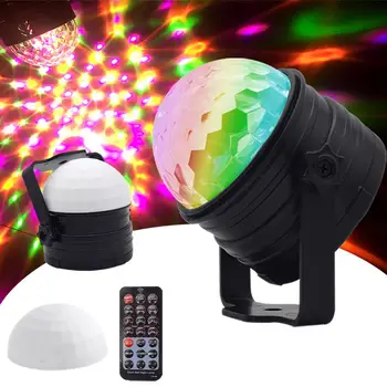 DJ Sound Activated Party Lights Портативный RGB 7 цветов Диско-шар с подсветкой EU/US Plug Powered Stage Effect Light с дистанционным управлением