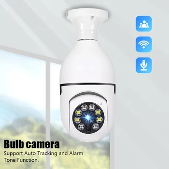 E27 Wifi лампа, камера наблюдения 360, Ночное видение, автоматическое отслеживание человека, Домашний панорамный беспроводной монитор безопасности