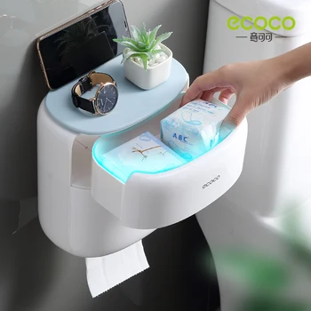 ECOCO Настенный Водонепроницаемый держатель для туалетной бумаги, полка, Многофункциональный ящик для хранения туалетной бумаги, туалетные принадлежности для ванной комнаты