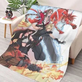 Final Fantasy VII Ремейк Иллюстрация Набрасывает Одеяла, Коллаж, Фланелевое Ультра-мягкое теплое одеяло для пикника, покрывало на кровать