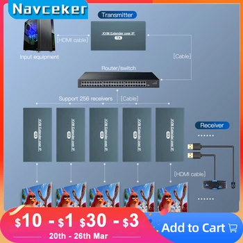 Navceker IP Network USB 2.0 KVM Extender Порты RJ45 1080P HDMI по локальной сети KVM Extender 200m HDMI KVM Extensor От Cat5 Cat5e Cat6
