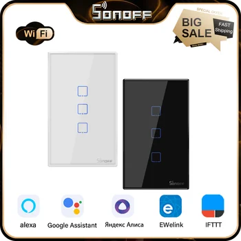 Sonoff T2 T3 TX Серии WiFi Настенные Выключатели Американская Версия 433 МГц Работают С Alexa Smartthings Яндекс Алиса Google Домашний Ассистент Ifttt