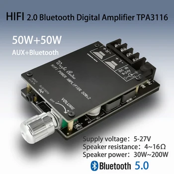 ZK-502C TPA3116D2 HIFI Bluetooth-совместимая Плата Усилителя 5,0 50 Вт * 2 Стерео Аудио Усилителя Amplificador AUX Динамики с Регулятором Громкости