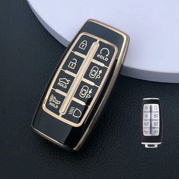 Автомобильный Чехол для ключей из ТПУ, чехол-держатель для Hyundai Genesis GV70 GV80 GV90 2020 2021 2022, кольцо для ключей, защитные аксессуары