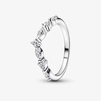 Аутентичное серебро 925 Пробы, Вечное желание, Сверкающие Чередующиеся Кольца для женщин, Обручальное кольцо на палец, Ювелирные изделия Bague Femme