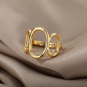 Большие Кольца из нержавеющей Стали Для женщин, мужчин, Золотого цвета, Открытое Регулируемое Обручальное кольцо, женские украшения, подарок на День рождения