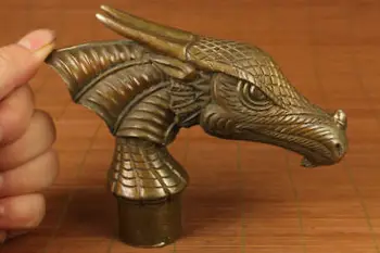 бронзовый Дракон, статуя зверя-динозавра, фигурка трости, голова Дракона, статуя дракона