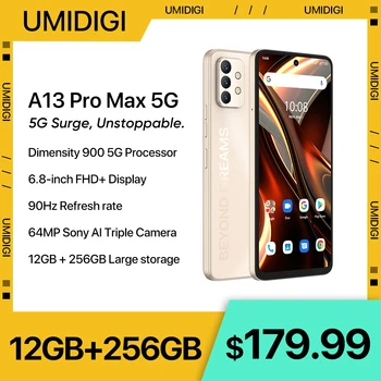 [В наличии] Смартфон UMIDIGI A13 Pro Max 5G, 12 ГБ + 256 ГБ, яркость 900, 90 Гц, 6,8 