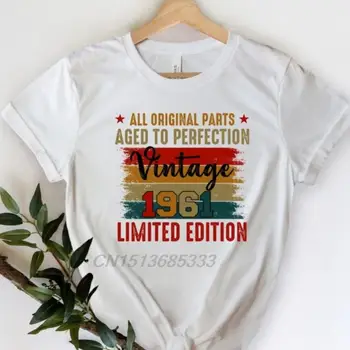 Возраст до совершенства, винтаж 1961, ограниченная серия женских футболок, подарки на 62-й день рождения, Футболки, Унисекс, футболка с принтом в стиле ретро