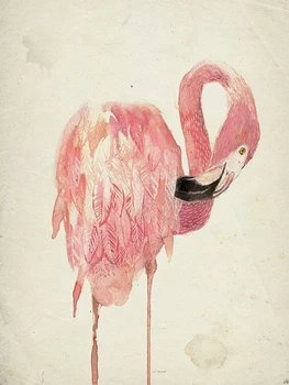 Высококачественное Украшение Стен Гостиной Ручной Работы Красивые Животные Холст Животное Абстрактная Птица Фламинго Картина Маслом