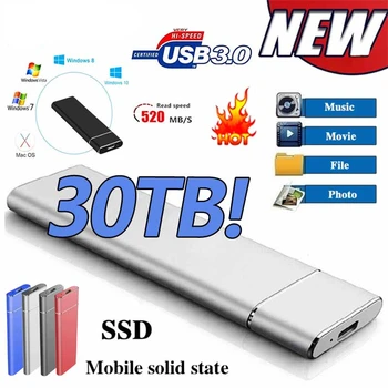 Высокоскоростной 128 Тб 1 ТБ 2 ТБ SSD 100% Оригинальный Портативный внешний твердотельный жесткий диск с Интерфейсом USB3.0 16 ТБ 8 ТБ Мобильный жесткий диск