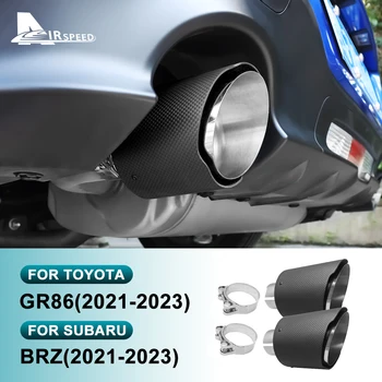 Выхлопная труба из настоящего углеродного волокна Наконечник глушителя из нержавеющей стали для Subaru Brz Toyota Gr86 2021-2023 2 шт. -автомобильный аксессуар