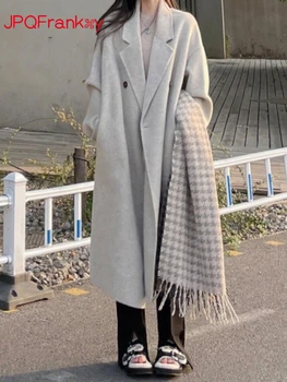 Двустороннее флисовое пальто для высоких женщин на осень-зиму, новое флисовое пальто в стиле Хепберн с корейским утеплением, пальто для женщин