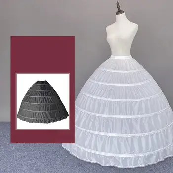 Длинная Большая нижняя юбка с 6 Кольцами, Новая Пышная нижняя юбка, доступны черно-белые нижние юбки для свадебного платья