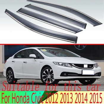 Для Honda Civic 2012 2013 2014 2015 Пластиковый внешний козырек Вентиляционные шторы Окно Защита От Солнца и Дождя Дефлектор 4 шт.
