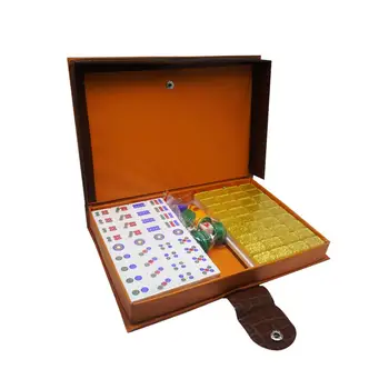 Дорожный Игровой набор Маджонг с коробкой для переноски на 3-4 человека, легко читаемый, 144 Плитки Акрилового Маджонга для Игровых Посиделок, Вечеринок, веселья Дома