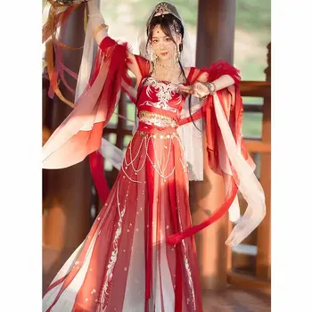 Древнекитайский Цзялуо Дуньхуан Летающая принцесса Девушка в экзотическом стиле Улучшенная одежда в стиле Hanfu Han Element Западного региона