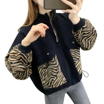 Женская леопардовая твидовая куртка, весна и осень 2023, Новая тонкая куртка с длинным рукавом, Женские пальто