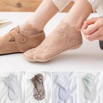 Женские прозрачные кружевные носки, Сетчатые Ультратонкие Прозрачные носки до щиколоток с павлиньим хвостом
