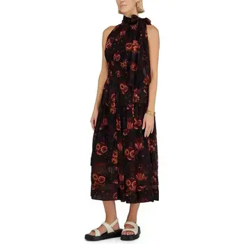 Женское Модное платье Миди без рукавов с цветочным принтом на бретельках