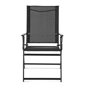 Квадратный набор из 2 складных стульев для патио из нержавеющей стали, черная мебель для патио sillas de playa