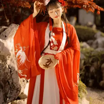 Китайский костюм Ханфу с вышивкой в виде Цветка Для женщин, Косплей, Платье Древней Принцессы, костюм Феи, Изысканная одежда для танцев