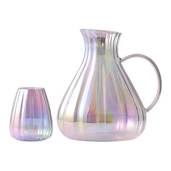 Креативный красочный лепестковый чайник для холодной воды из термостойкого стекла, набор чашек для чайника для холодной воды, бытовая гостиная, большая