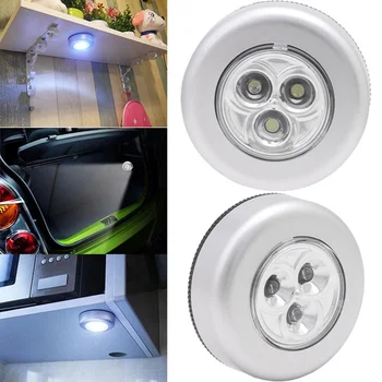 Мини-сенсорные ночные светильники Настенный светильник на батарейках, Кухонный шкаф, Самоклеящийся Энергосберегающий светильник для гардероба, Автомобильный потолок