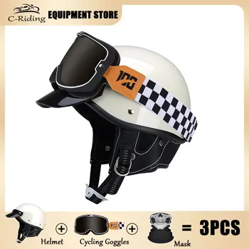 Мотоциклетные шлемы в стиле Ретро с половиной лица, Винтажная защитная кепка для взрослых Limpador De Viseira Para Capacete Chuva