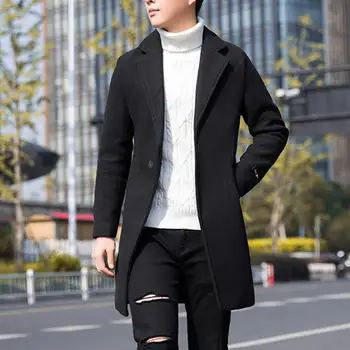 Мужская ветровка со стильным мужским отворотом, утягивающая ветровка средней длины, Уличная одежда, мужское пальто, мужской тренч