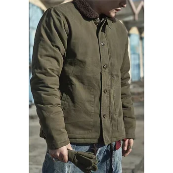Мужское Хлопчатобумажное пальто Зимняя качественная американская военная форма С толстым отложным воротником из берберского флиса Мужские куртки