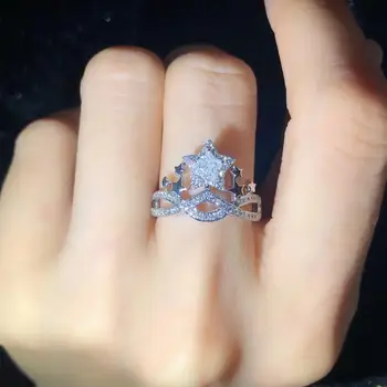 Новое роскошное кольцо HOYON с пятиконечной звездой из циркона, кольцо с короной в стиле высокоуглеродистого бриллианта S925 серебристого цвета для женщин