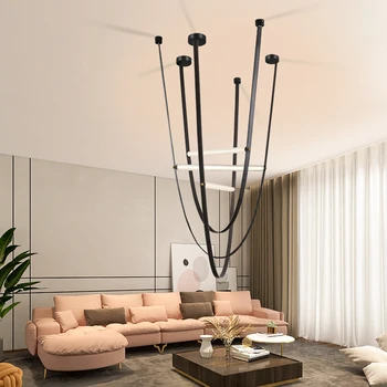 Постмодернистский минималистичный подвесной светильник на ремне, лампа со стеклянной трубкой, Креативное светодиодное освещение, подвесной светильник для гостиной, Двухуровневой виллы, лестницы