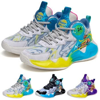 Удобная модная молодежная спортивная обувь для активного отдыха, Детская обувь для мальчиков и девочек, баскетбольная обувь для школьных спортивных тренировок 31-40#