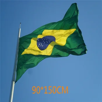 Флаг Бразилии 3 Фута x 5 футов Флаг Бразильской Футбольной Болельщицы 90x150 см Изготовленный На Заказ Супер-Поли Для Внутреннего/Наружного Декора Национальный Флаг Баннер