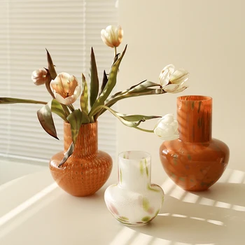 Французские винтажные вазы из цветного стекла, цветочная композиция для гостиной, Средневековый дизайн, ощущение цветов, декоративные украшения