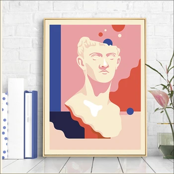 Цветной плакат Дэвида, Розовая скульптура на холсте, Подвесная картина, Современная фигурная живопись, Настенная печать, Планировка комнаты в скандинавском стиле