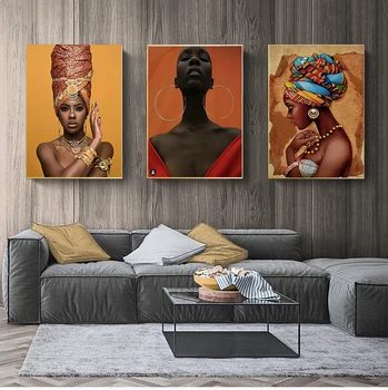 Черные женские картины для украшения дома на холсте, плакаты и принты, африканские картины на холсте, настенные художественные плакаты