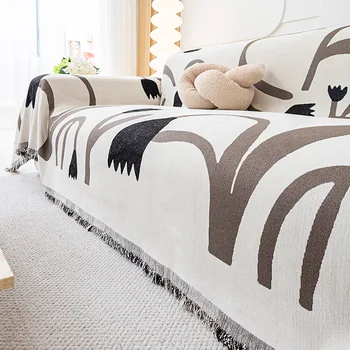 Чехол для дивана с черными цветами, универсальное современное полотенце для дивана, ткань для одеяла, универсальный двусторонний чехол для дивана для декора гостиной